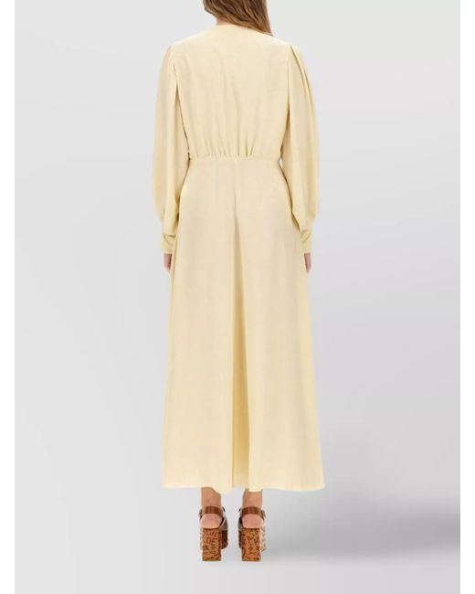 Chloé Natural Ruched Silk Maxi Dress