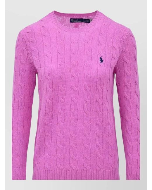 Polo Ralph Lauren Pink Julianna Cable Knit Crew Neck Sweater
