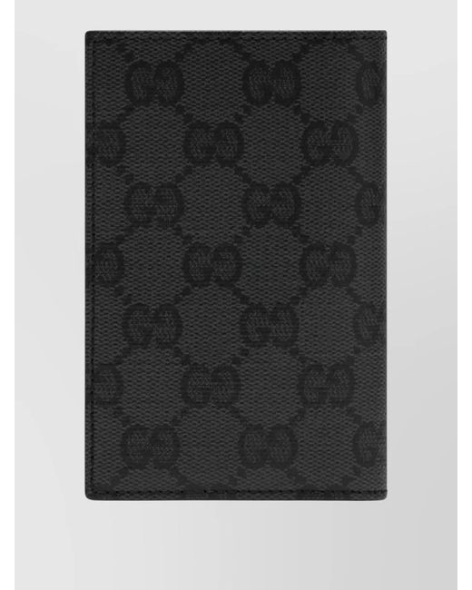 Gucci Black Textured Finish Compact Leather Cardholder Wallet for men