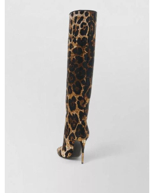 Dolce & Gabbana White Leopard-Jacquard High Boots