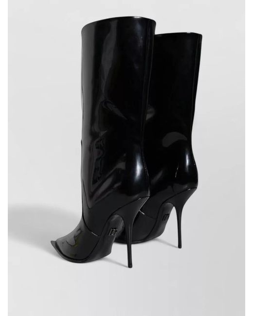 Dolce & Gabbana Black Patent Leather Mid-Calf Boots