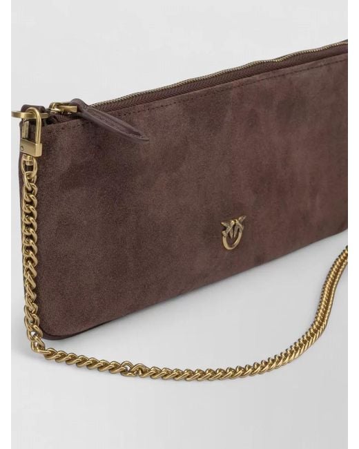 Pinko Brown Chain Strap Lightweight Rectangular Clutch Bag