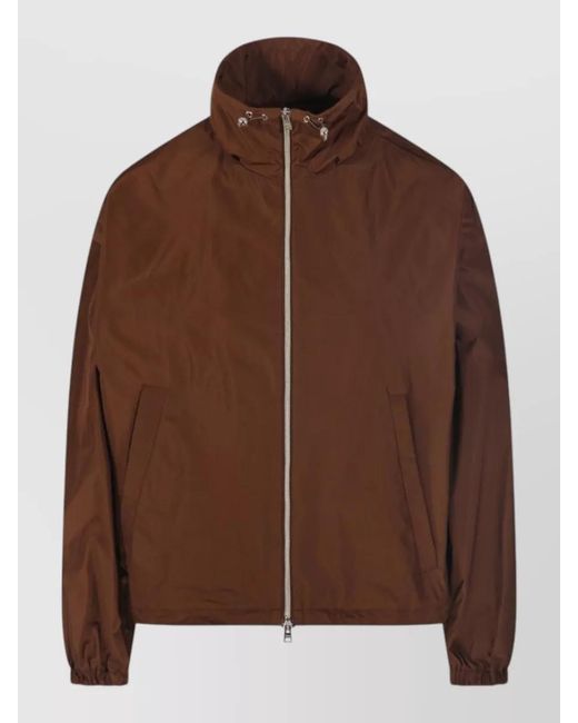 Herno Brown High Collar Jacket Elastic Cuffs Pockets