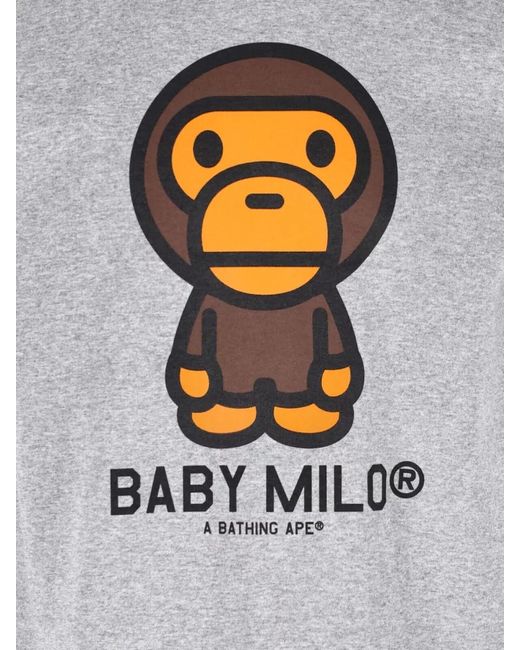 A Bathing Ape Gray Crew Neck Short Sleeves Graphic Print Shirt for men