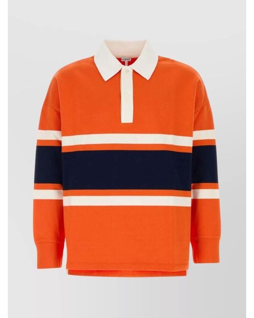 Loewe Orange Oversized Polo Shirt Long Sleeves for men