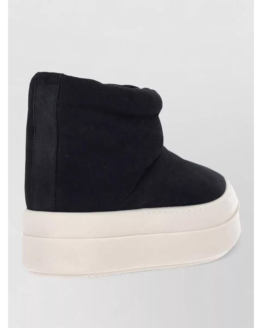 Rick Owens Black Ankle Height Sneakers Soft Fabric Round Shape
