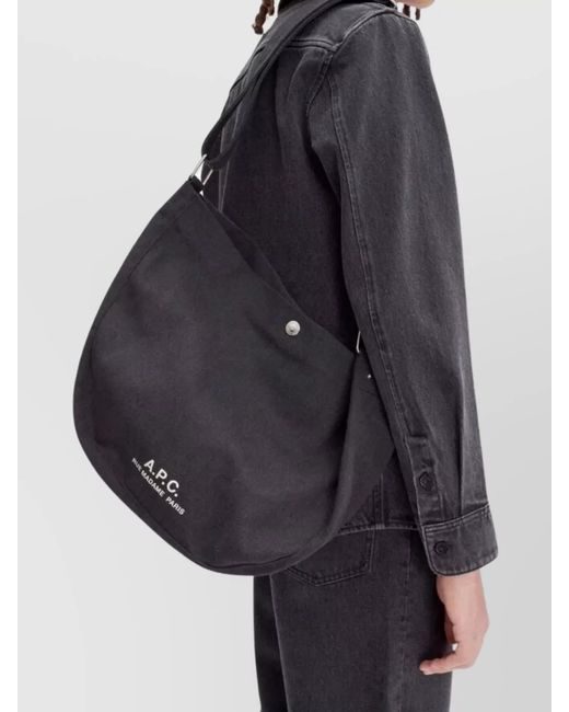 A.P.C. Black Adjustable Strap Unlined Diary Bag