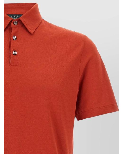Zanone Red Ice Cotton Polo Shirt Short Sleeves for men