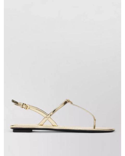 Prada White Flat Sole Metallic Finish Open Toe Sandals