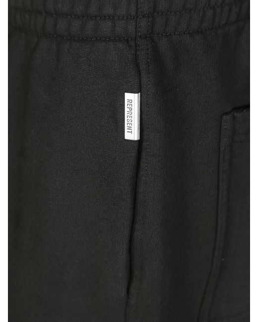 Represent Black Cotton Ribbed Crew Neck T-Shirt for men