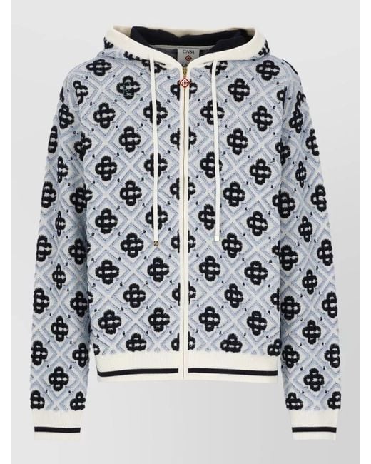 Casablanca Gray Monogram Zip Hoodie for men