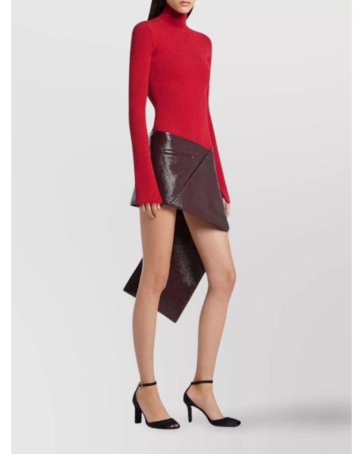 Courreges Purple Vinyl Asymmetric Folded Mini Skirt