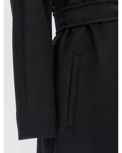 Max Mara Black Virgin Wool Single Breasted Coat