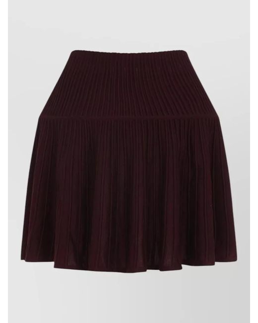 Alaïa Purple Wool Pleated Mini Skirt