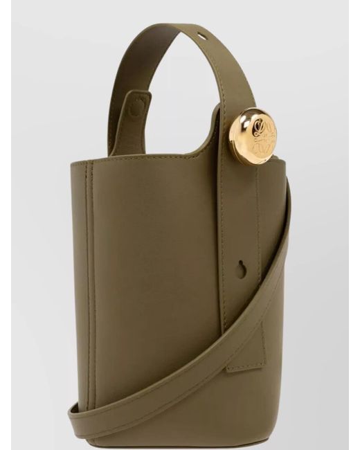 Loewe Green Smooth Leather Mini Pebble Bucket Bag