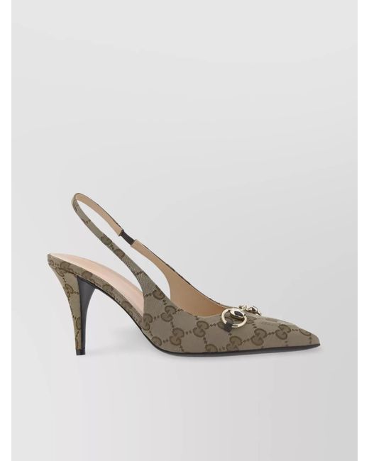 Gucci Metallic Gg Supreme Jacquard Logo Pattern Pumps