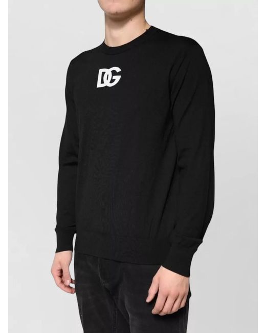 Dolce & Gabbana Black Wool Crew Neck Pullover Sweater for men