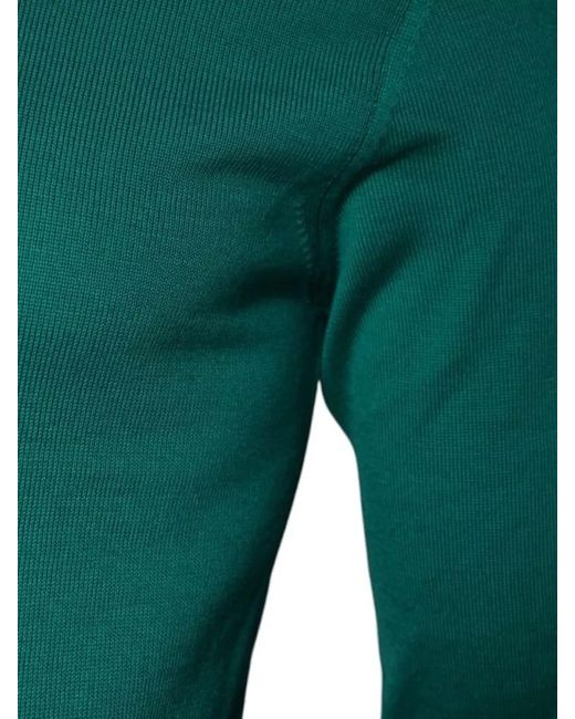 Dolce & Gabbana Green Wool Knit Crew Neck Slim Pullover for men