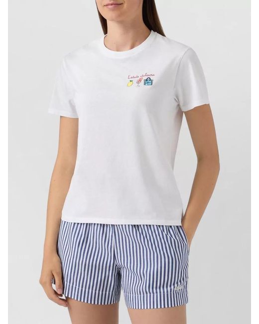 Mc2 Saint Barth White Emilie T Shirt Estate Italiana Embroidery