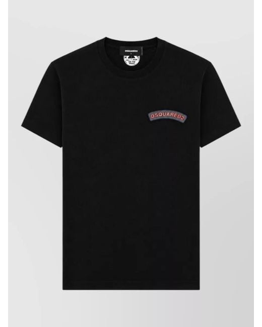 DSquared² Black Short Sleeve T Shirt Embroidered Logo for men