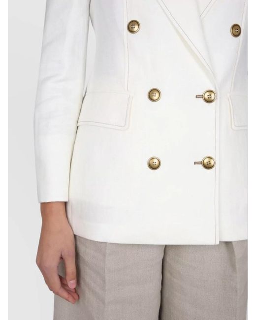 Max Mara White Linen Doublebreasted Blazer