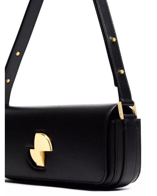 Patou Black Leather Shoulder Bag