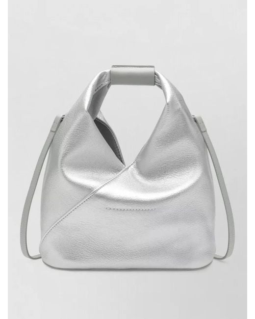 MM6 by Maison Margiela Gray Bucket Bag Metallic Finish Shoulder Strap Handle