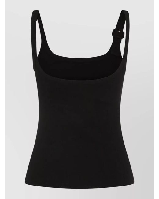 Courreges Black Cotton Asymmetric Ribbed Tank Top