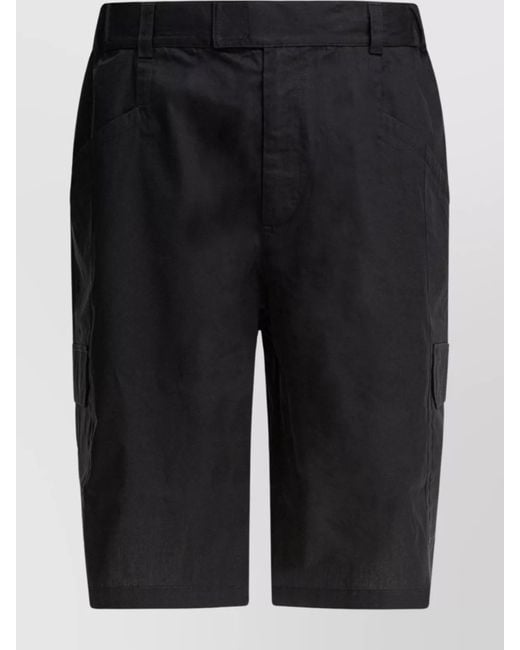 GR10K Black Cotton Cargo Shorts for men