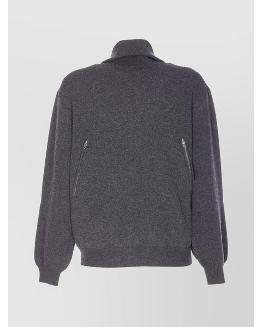 Balenciaga Blue High-Neck Wool Zip-Up Jumper