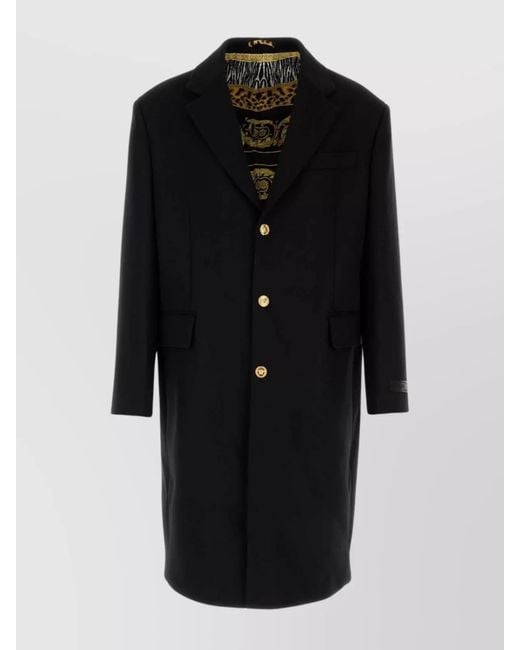 Versace Black Single Breasted Coat for men