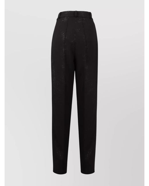 The Mannei Black Silk Sequin-Embellished Tailored Trousers