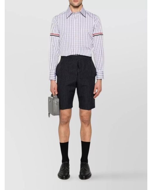 Thom Browne Purple Gingham Check Cotton Straight-Fit Long-Sleeve Shirt for men