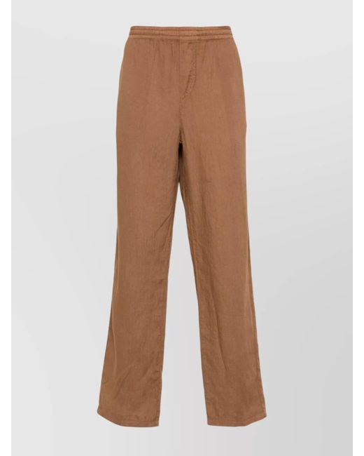 Aspesi Brown Linen Wide-Leg Trousers for men