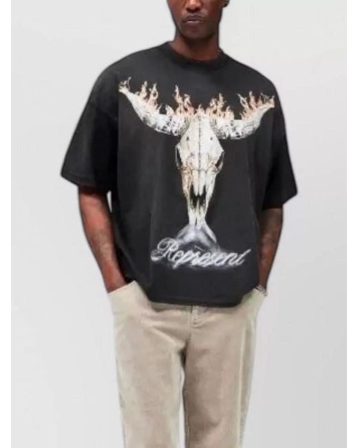 Represent Blue Cowboy Spirit London Graphic Oversized T-Shirt for men