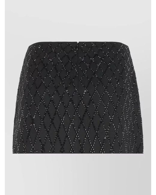 Pinko Black High Waist Rhinestone Beaded Mini Skirt