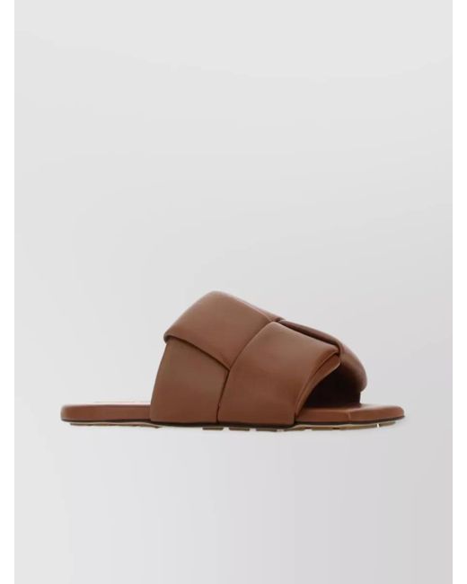 Bottega Veneta Brown Leather Flat Slides