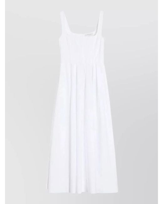 Sportmax White Spxgiro Long Cotton Canvas Dress