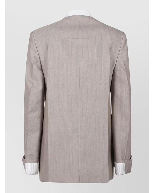 Victoria Beckham Gray Collarless Suit Jacket