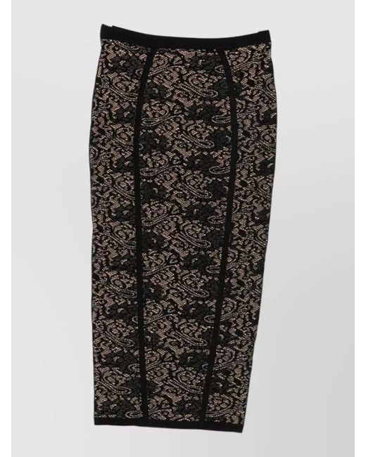 Elisabetta Franchi Black Midi Dress Knee Length Lace Detail