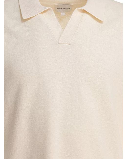 Norse Projects Natural Leif Knitted Polo Shirt Short Sleeves for men