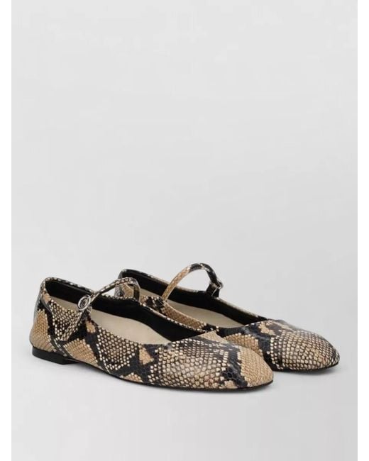 Aeyde Black Uma Mary Jane Flat Snake Print Shoe