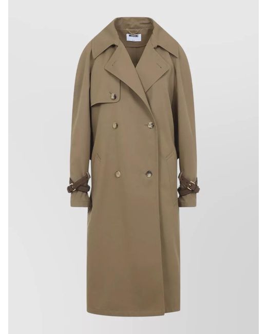 Moschino Natural Double-Breasted Midi Trench Coat