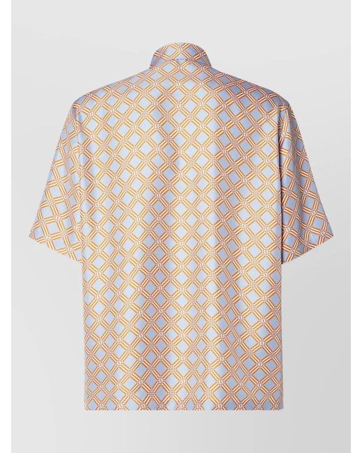 Fendi Natural Silk Oversized Printed Short-Sleeve Shirt for men