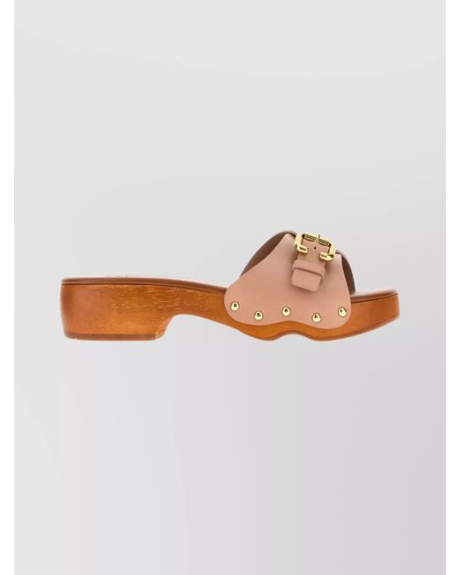 Chloé Pink Leather Clogs