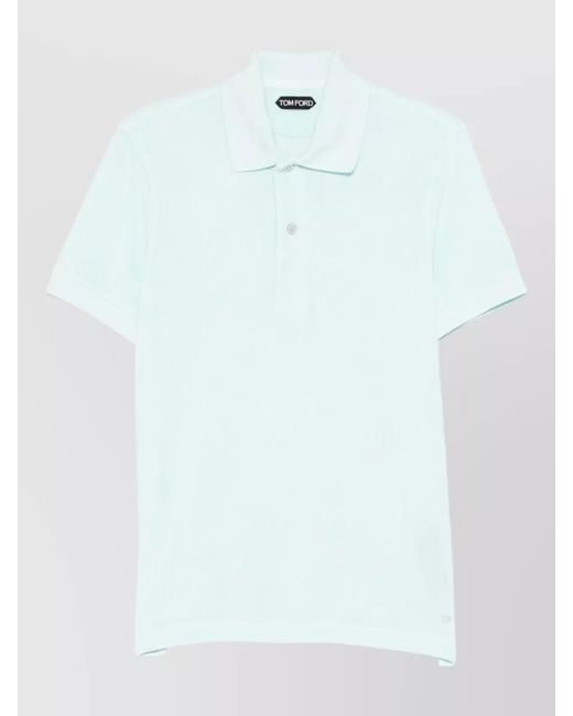 Tom Ford Blue Cotton Short-Sleeve Polo Shirt for men