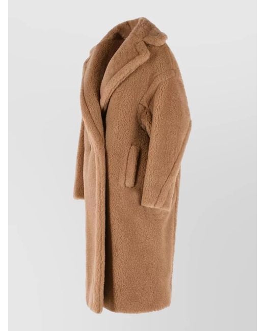 Max Mara Brown Teddy Long Lapel Coat