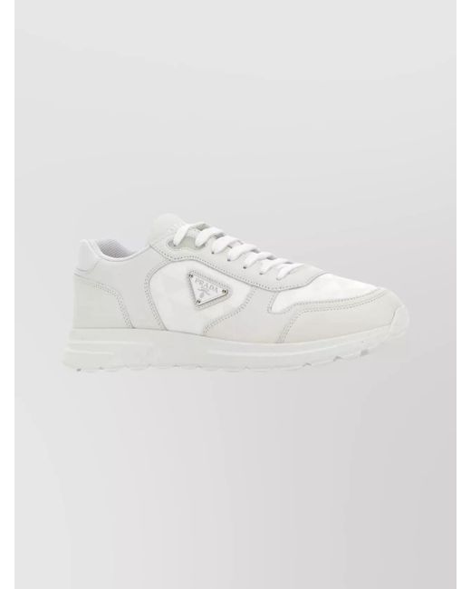 Prada White Leather Low-Top Sneakers for men