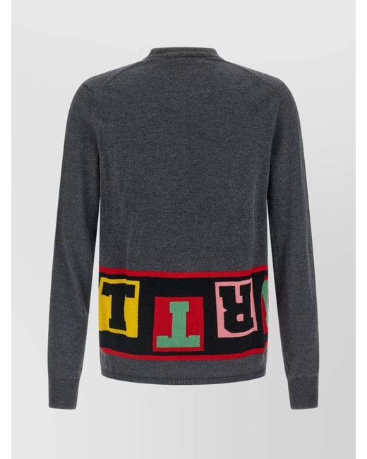 Comme des Garçons Gray Graphic Design Crew Neck Long Sleeve Sweater for men