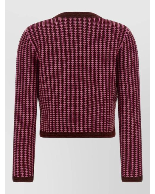 Versace Red Wool Crochet Cardigan